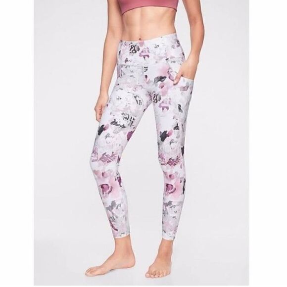 Athleta Stash Pocket Salutation Peony 7/8 Tight High Rise Leggings - Picture 1 of 5